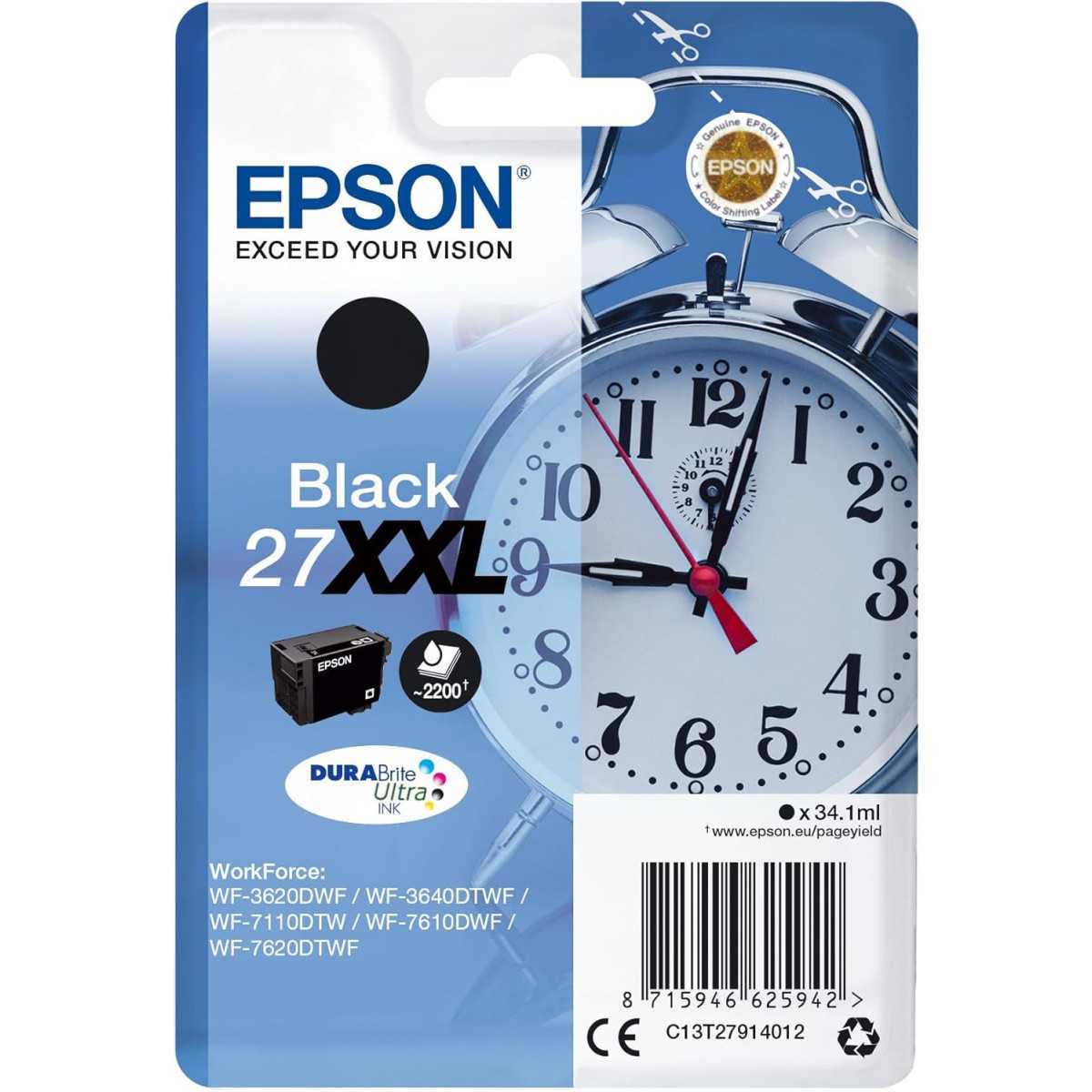 Epson 27XXL Noir Réveil Cartouche pas chère sur cartouches-fr.com