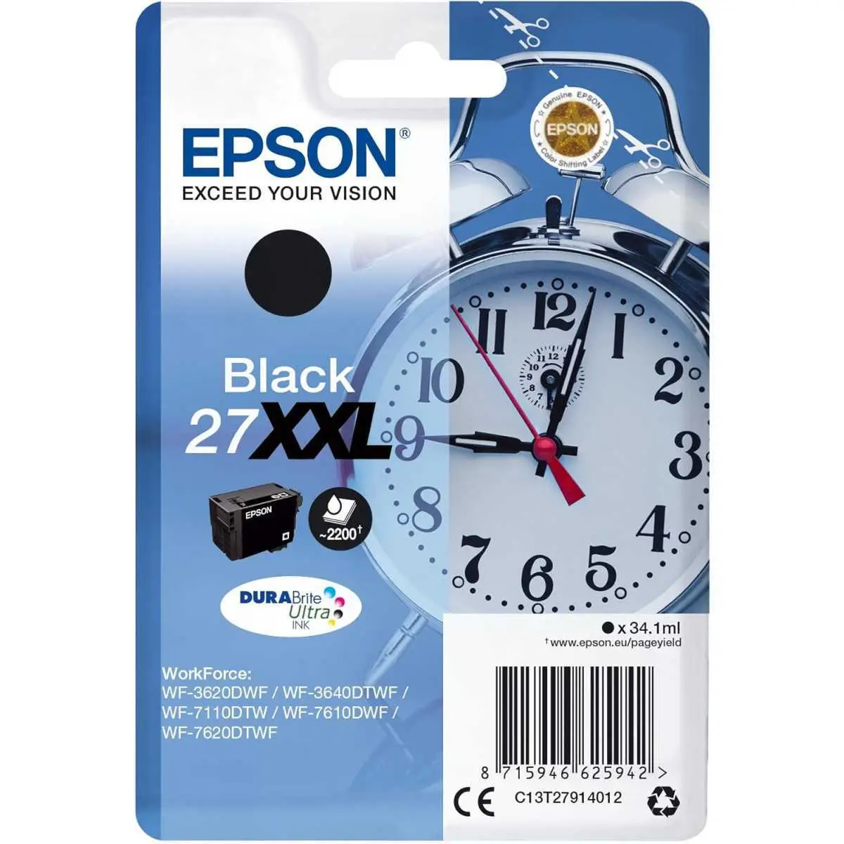 Epson 27XXL Noir Réveil Cartouche pas chère sur cartouches-fr.com