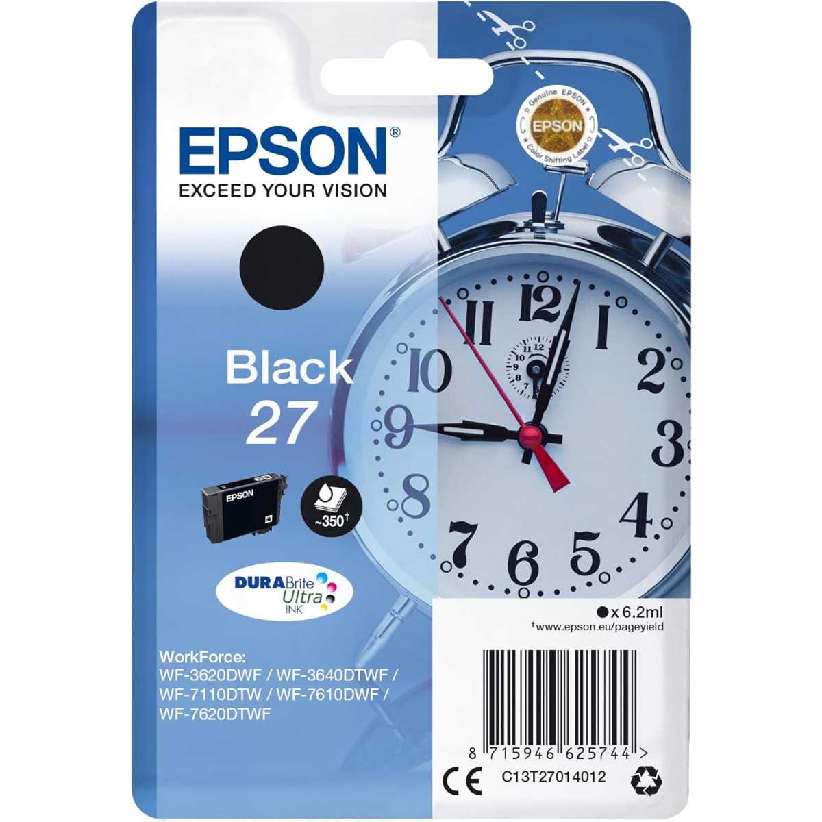 Epson 27 Noir Réveil Cartouche d'encre d'origine Epson 27 Noir Réveil Cartouche d'encre d'origine