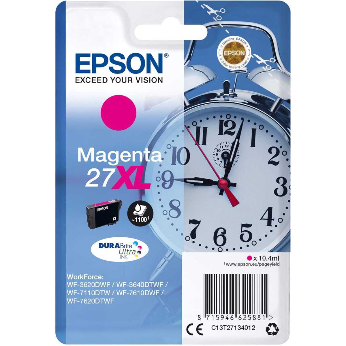 Epson 27XL Magenta Réveil Cartouche d'encre d'origine Epson 27XL Magenta Réveil Cartouche d'encre d'origine