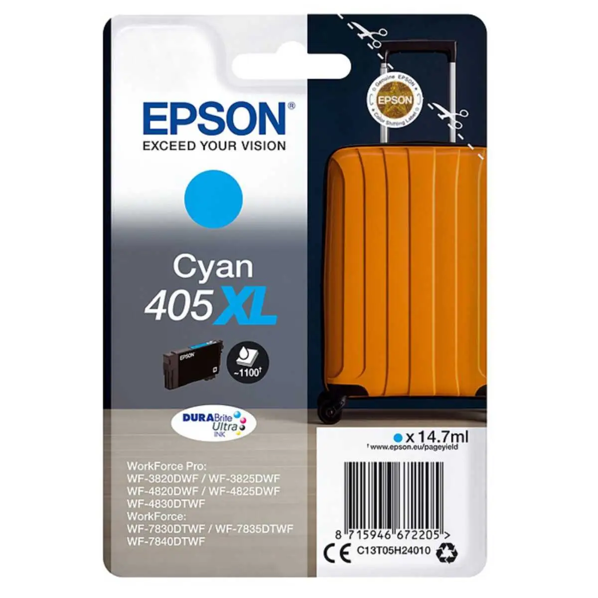 Epson 405XL Cyan Valise – C13T05G24010 – Cartouche d'encre d'origine au meilleur prix – Livraison offerte