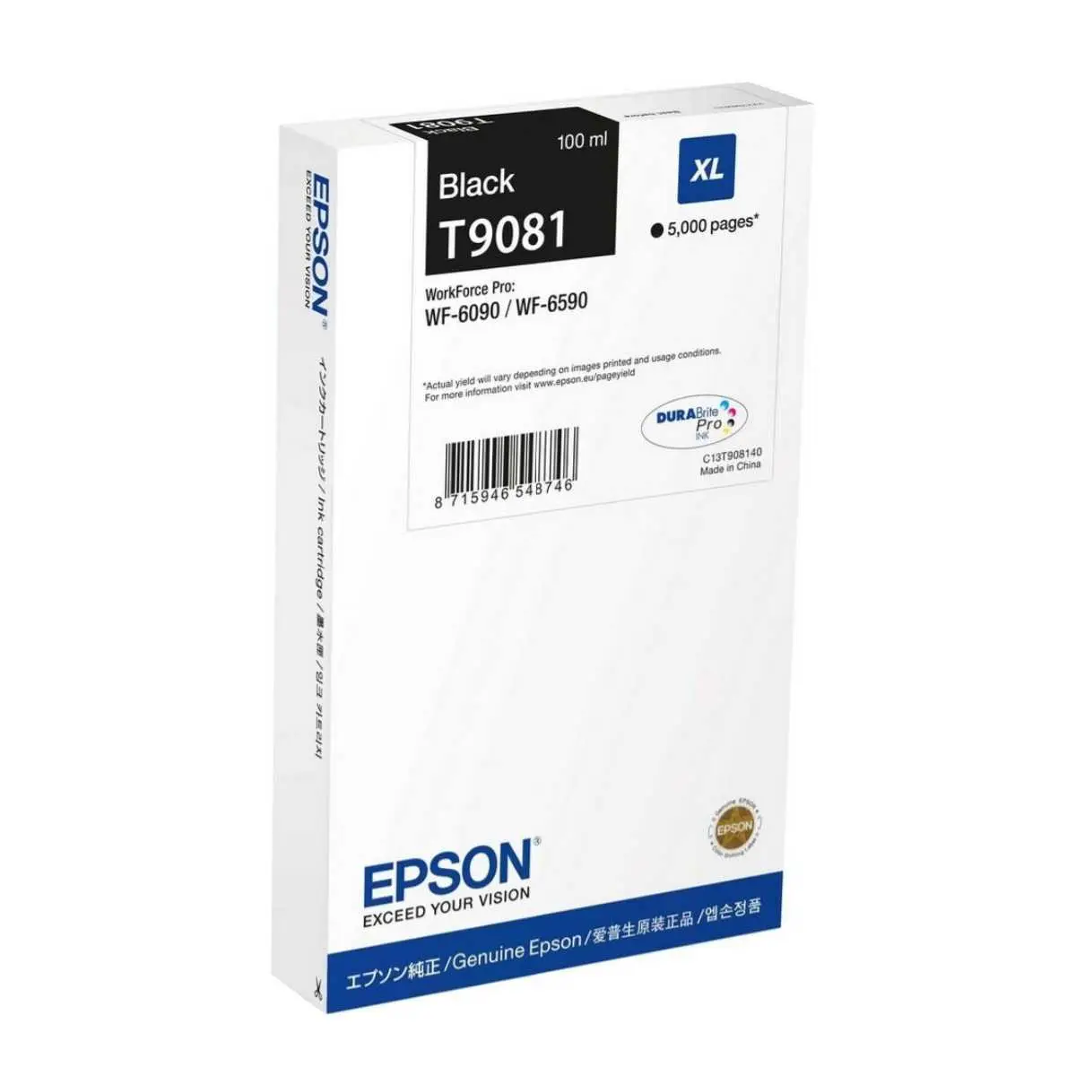 Epson T9081 Noir – C13T908140 – Cartouche d'encre d'origine au meilleur prix – Livraison offerte