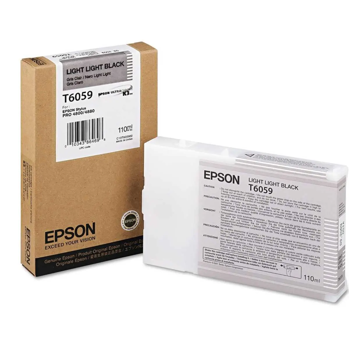 Epson T6059 Noir très clair – C13T605900 – Cartouche d'encre d'origine – Livraison offerte