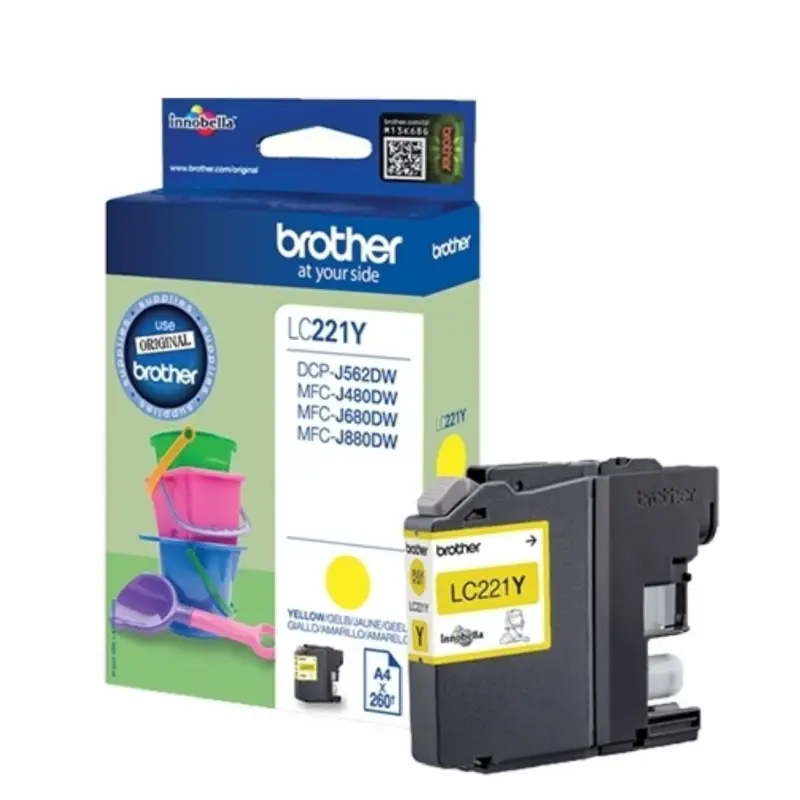 Brother LC221Y Jaune – Cartouche d'encre d'origine au meilleur prix – Livraison offerte