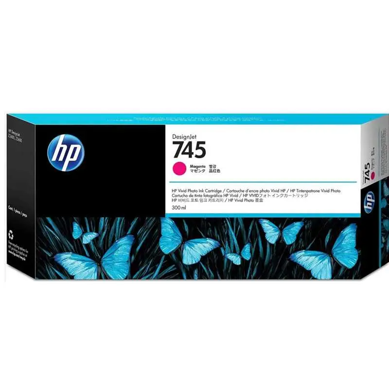 HP 745 Magenta – Cartouche d'encre d'origine 300 ml – F9K01A – Livraison offerte