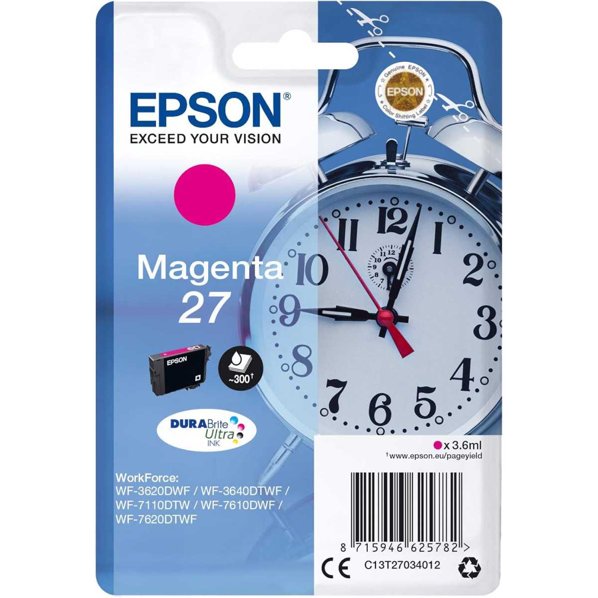 Epson 27 Magenta Réveil Cartouche d'encre d'origine Epson 27 Magenta Réveil Cartouche d'encre d'origine
