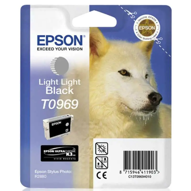 Epson T0969 Noir clair clair Loup – Cartouche d'encre d'origine – C13T09694010 – Livraison offerte