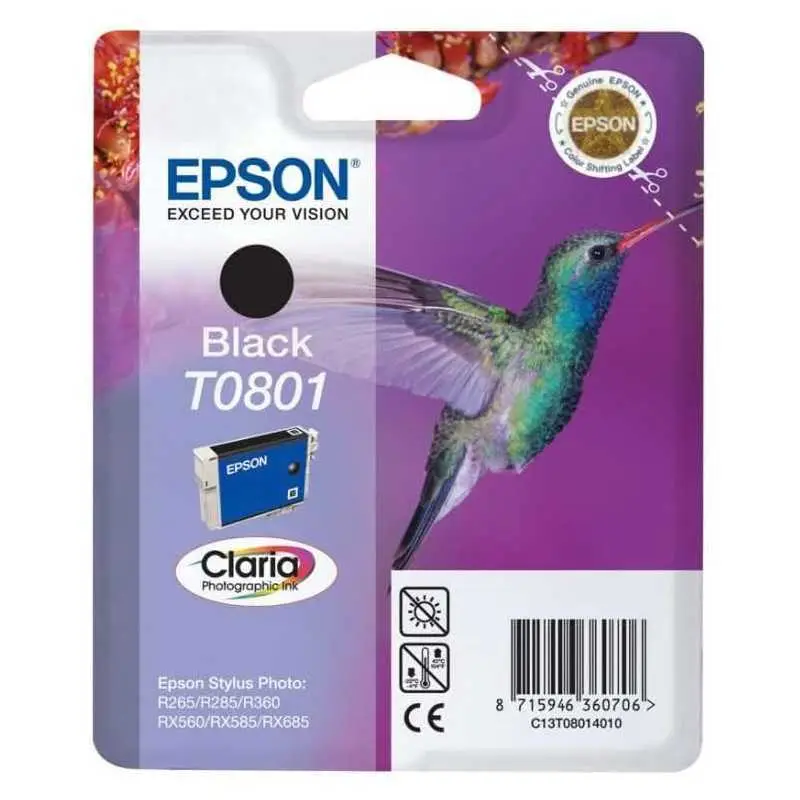 Epson T0801 Noir Colibri Cartouche pas chère sur cartouches-fr.com