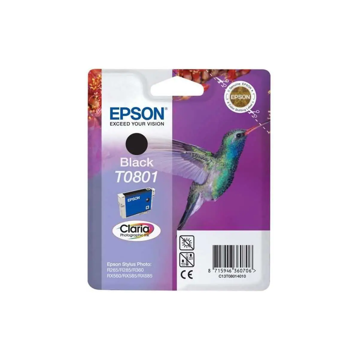 Epson T0801 Noir Colibri Cartouche pas chère sur cartouches-fr.com