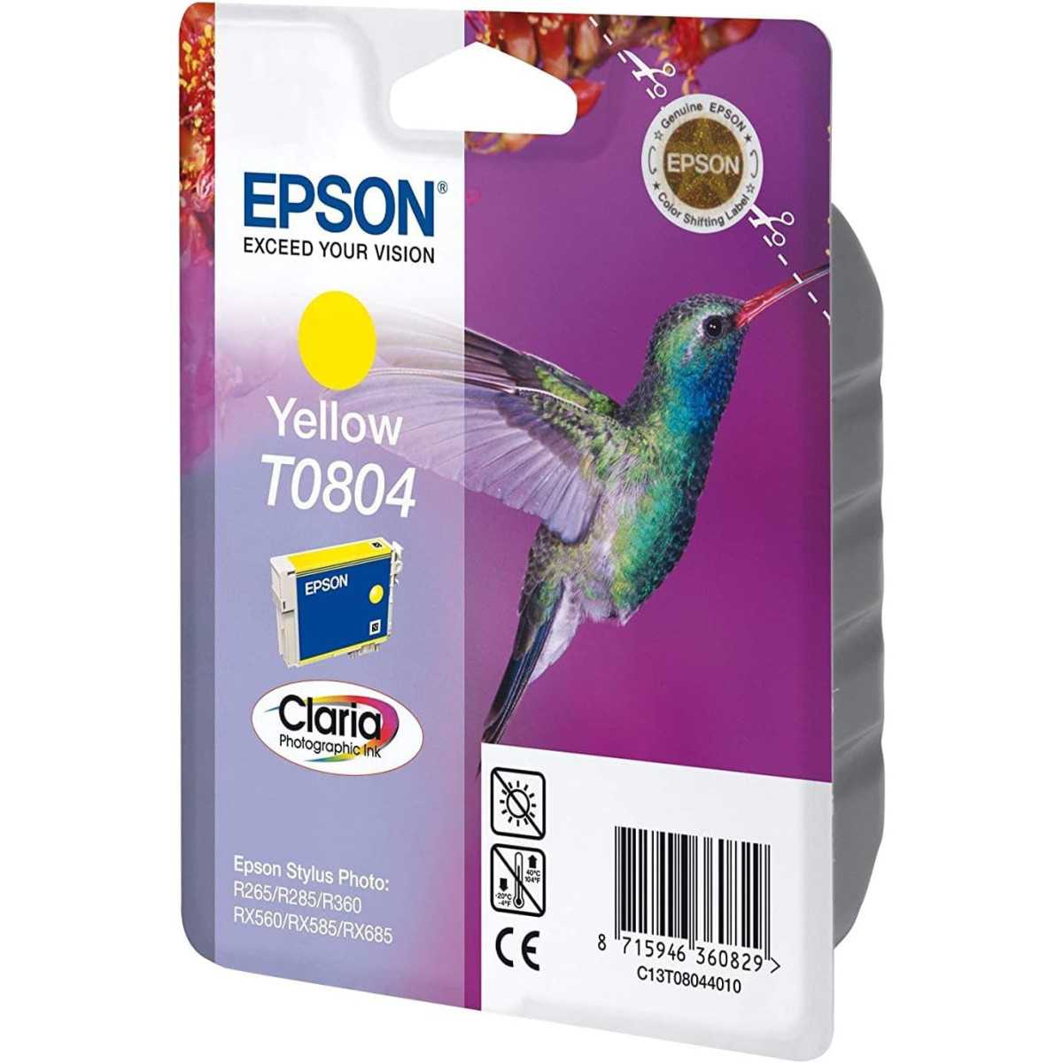 Epson T0804 Jaune Colibri Cartouche d'encre d'origine Epson T0804 Jaune Colibri Cartouche d'encre d'origine