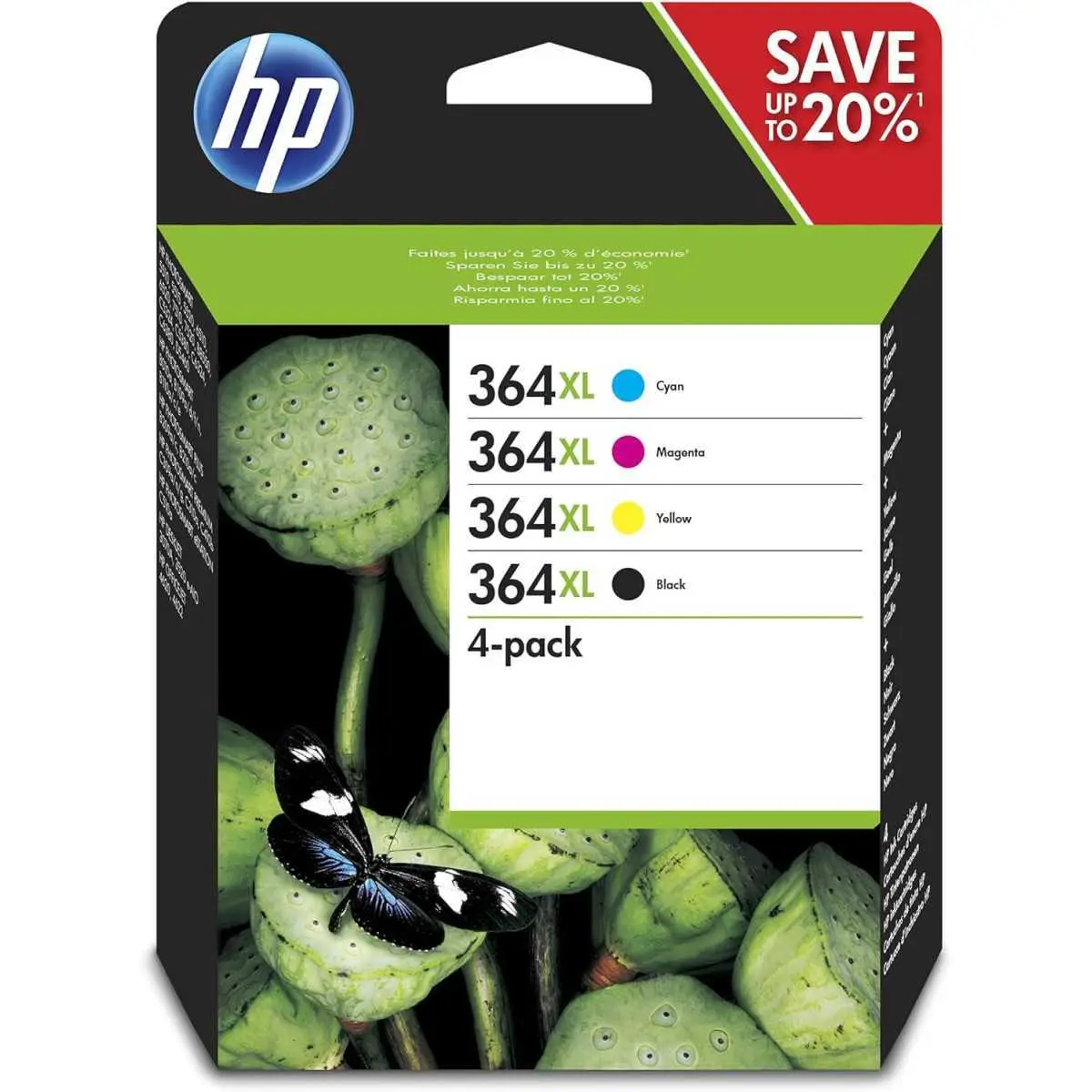 Cartouche d’encre HP 364XL noire haute capacité. Compatible avec les imprimantes HP Photosmart