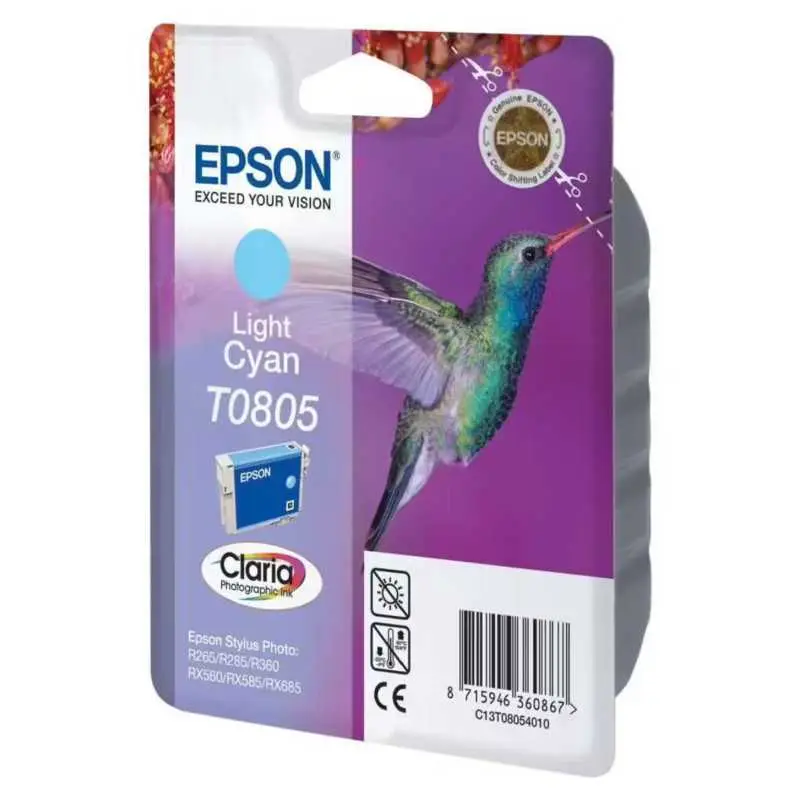 Epson T0805 Cyan clair Colibri Cartouche d'encre d'origine Epson T0805 Cyan clair Colibri Cartouche d'encre d'origine