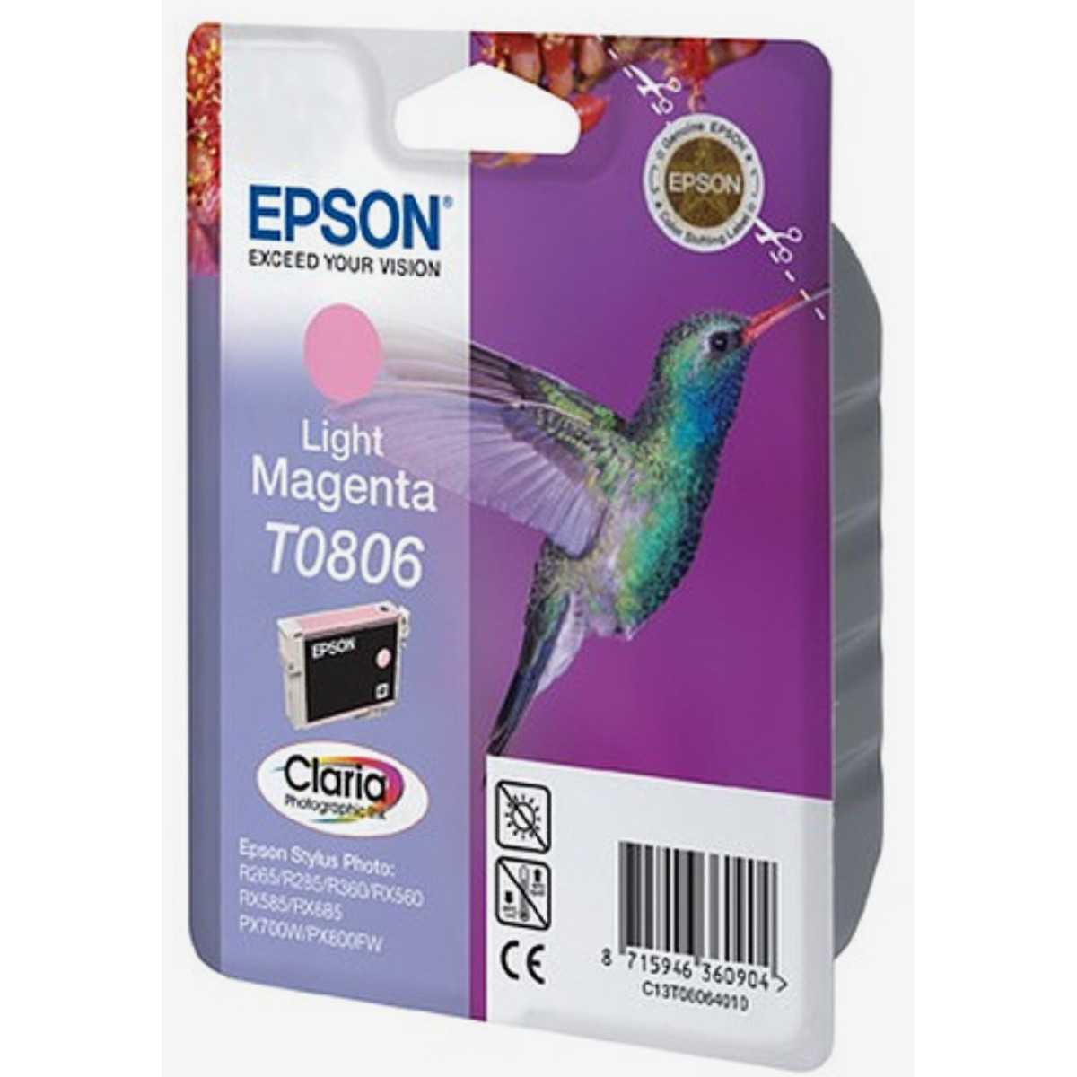 Epson T0806 Magenta clair Colibri Cartouche d'encre d'origine Epson T0806 Magenta clair Colibri Cartouche d'encre d'origine