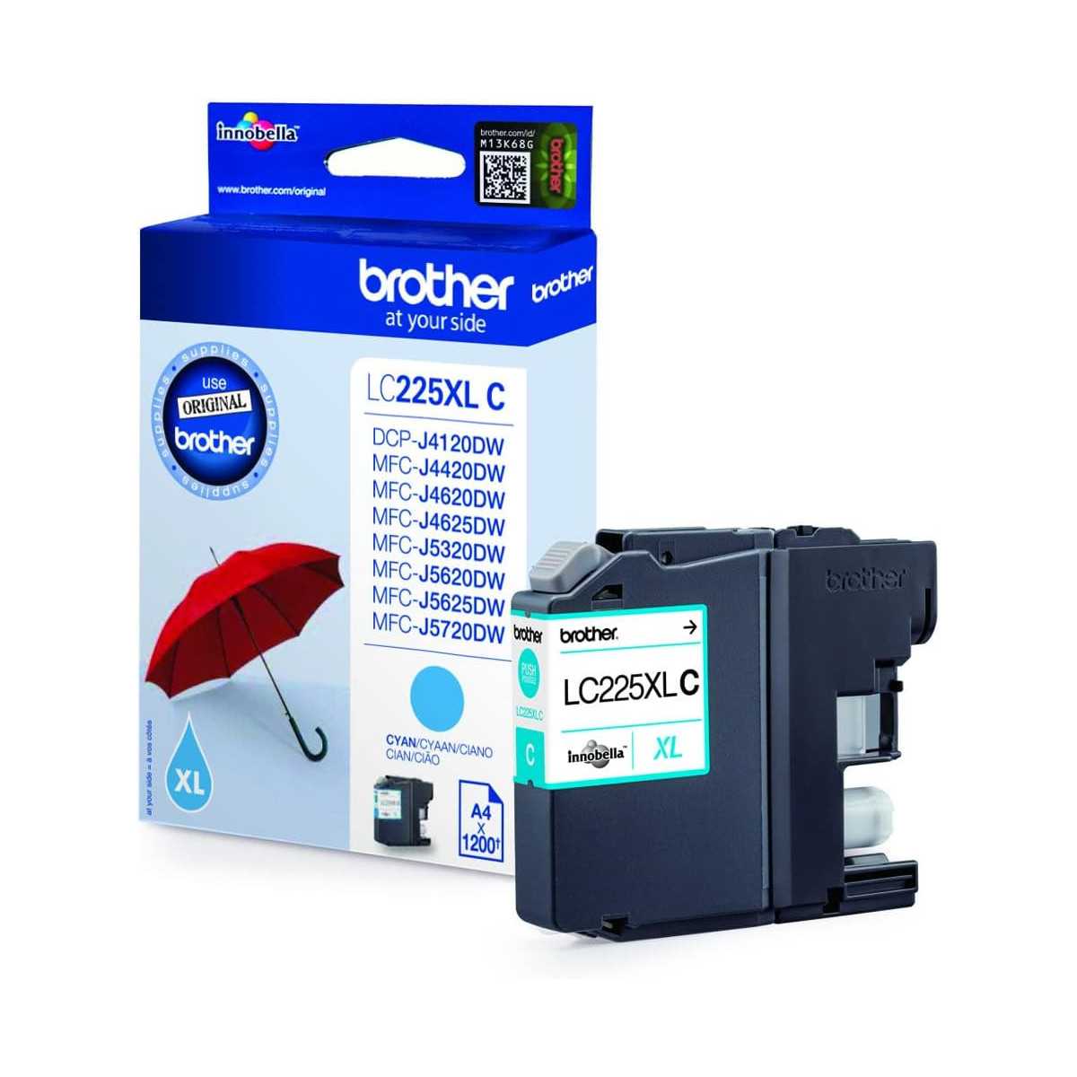 Brother LC225XL-C Cyan Cartouche d'encre d'origine Brother LC225XL-C Cyan Cartouche d'encre d'origine