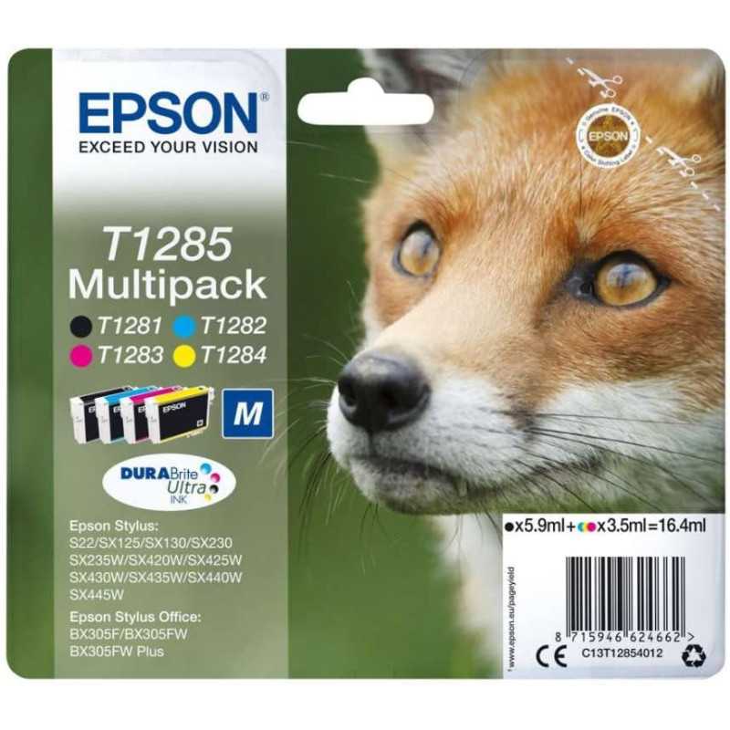Epson T1285 Noir couleur Renard Multipack de 4 cartouches d'encre d'origine