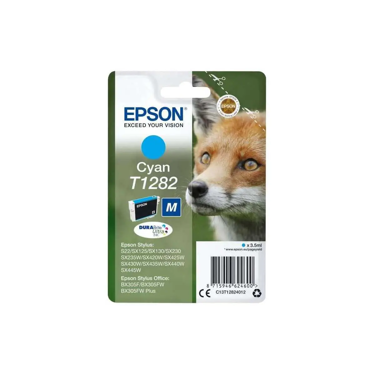 Epson T1282 Cyan Renard Cartouche d'encre d'origine Epson T1282 Cyan Renard Cartouche d'encre d'origine
