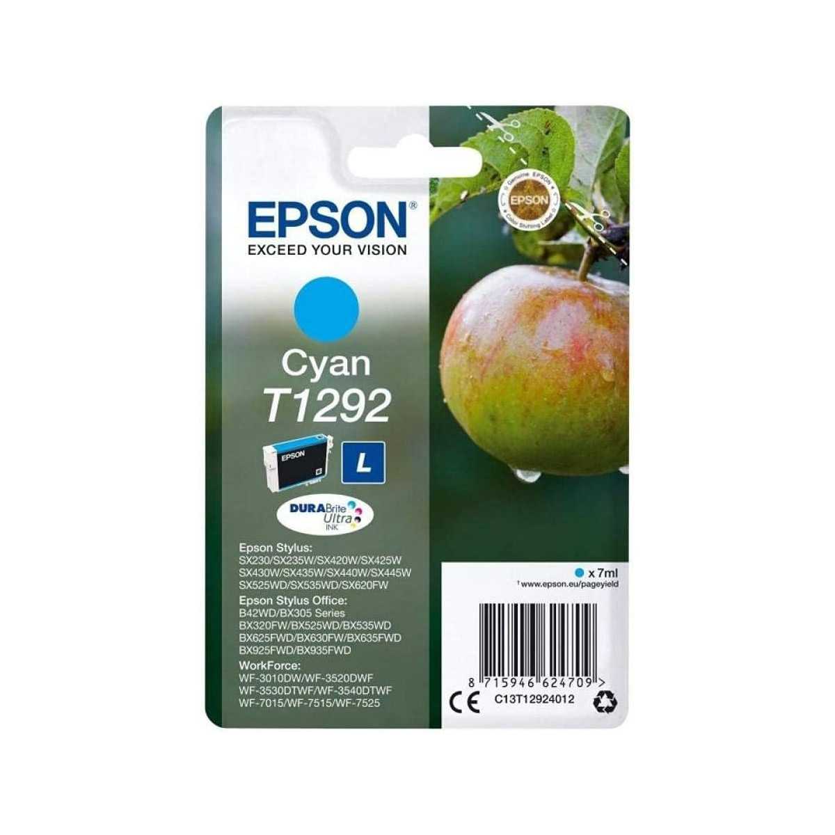 Epson T1292 Cyan Pomme Cartouche d'encre d'origine Epson T1292 Cyan Pomme Cartouche d'encre d'origine