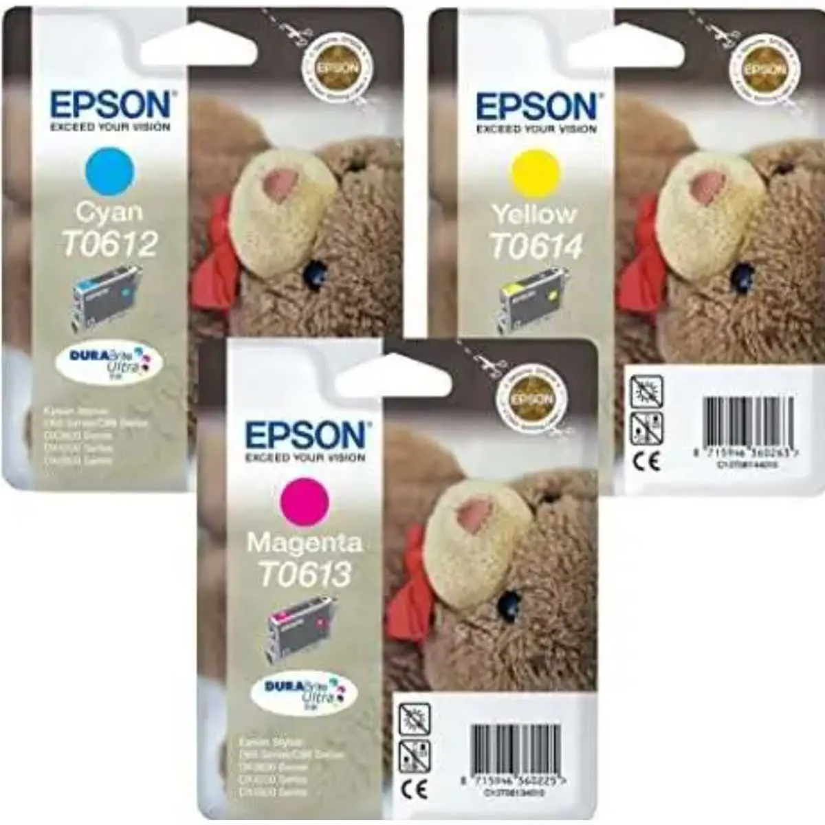 Epson T0616 couleur Ourson Multipack de 3 cartouches d'encre d'origine Epson T0616 couleur Ourson Multipack de 3 cartouches d'encre d'origine