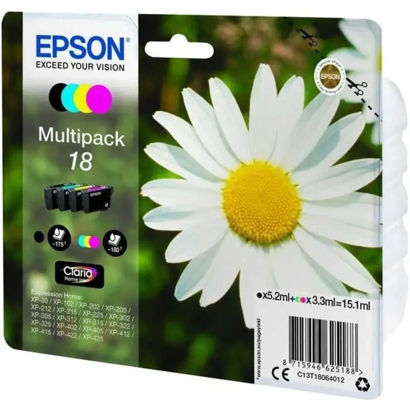 Epson 18 Noir couleur Pâquerette Multipack de 4 cartouches d'encre d'origine