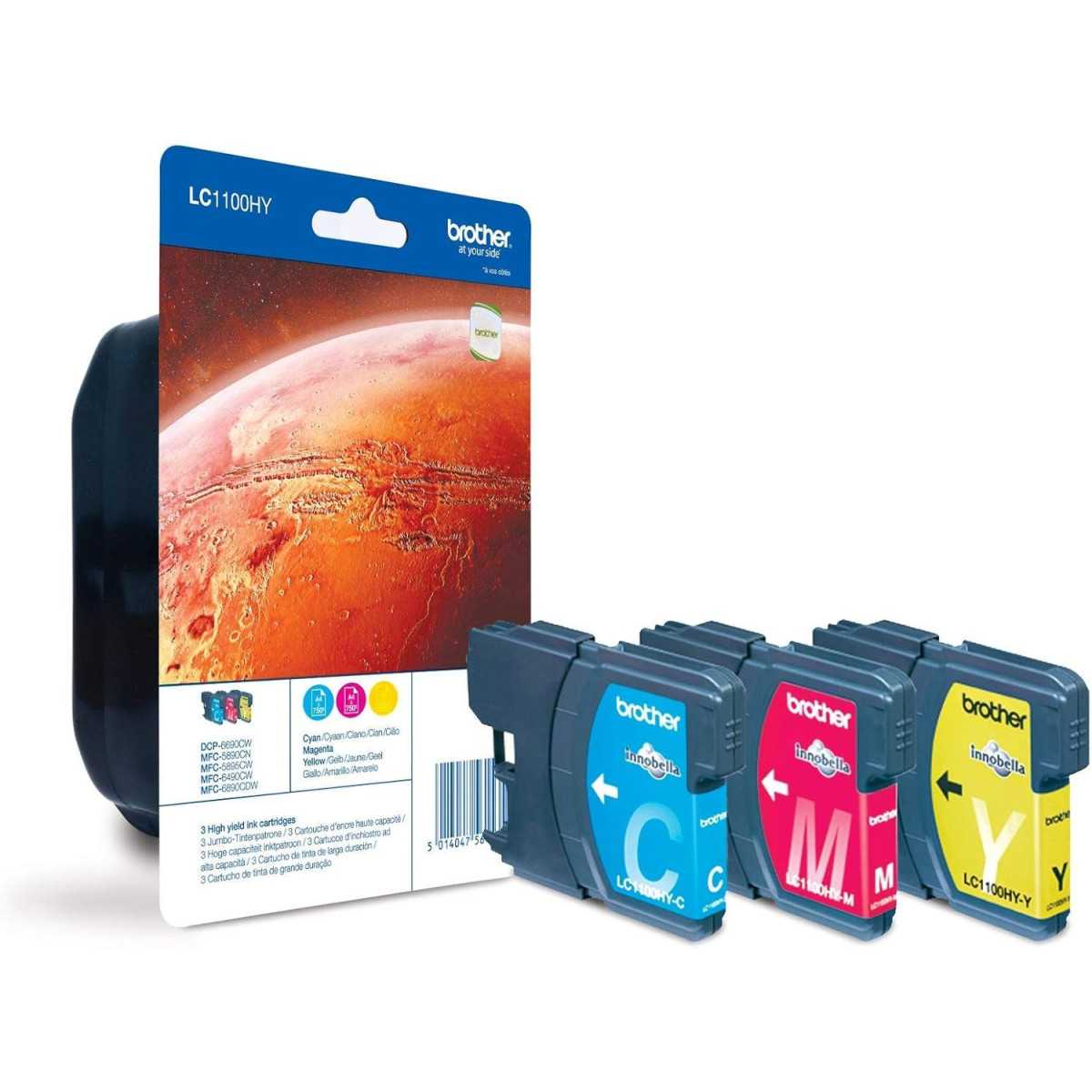 Brother LC1100H-Y couleur Multipack de 3 cartouches d'encre d'origine Brother LC1100H-Y couleur Multipack de 3 cartouches d'encre d'origine