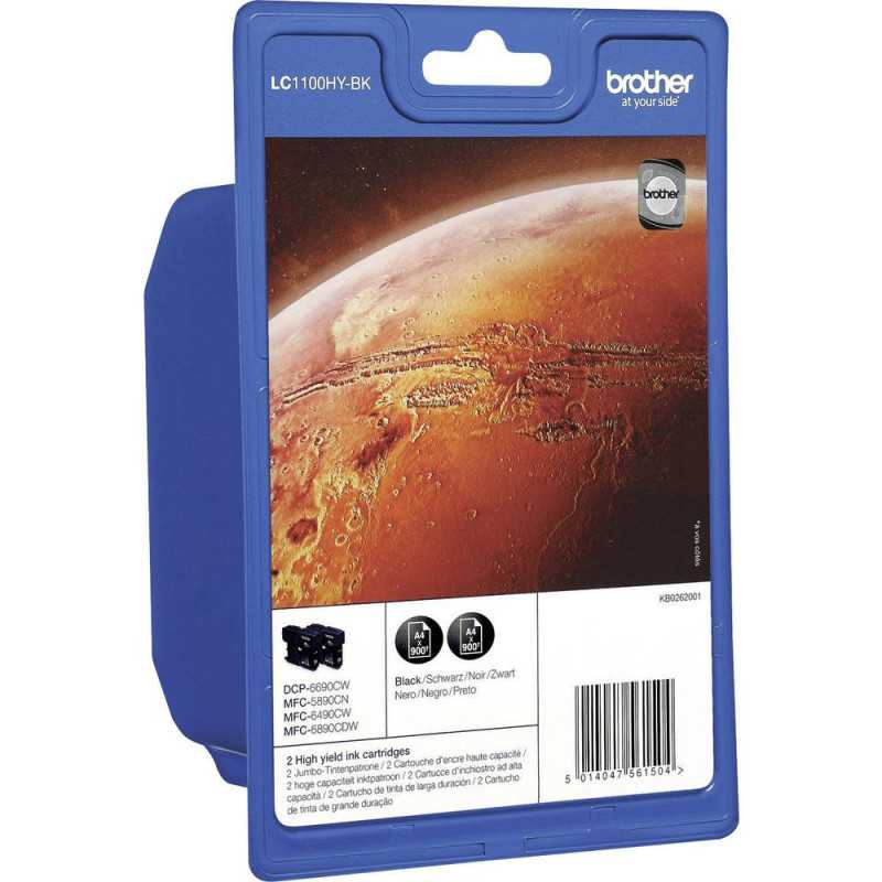 Brother LC1100HYBK Noir Pack de 2 cartouches d'encre d'origine