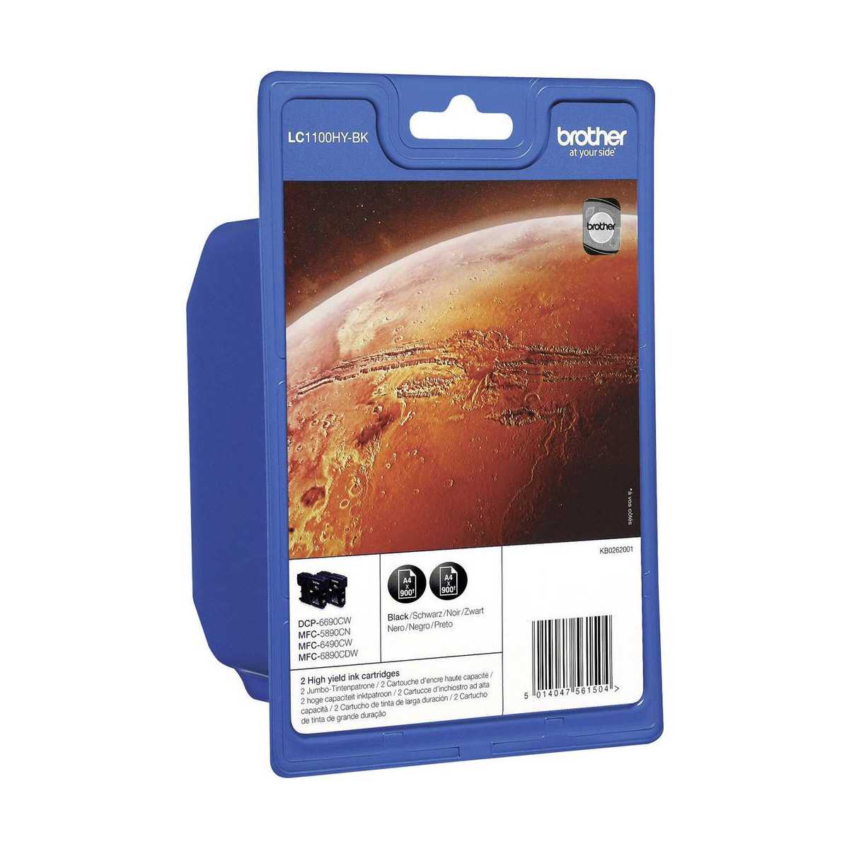Brother LC1100HYBK Noir Pack de 2 cartouches d'encre d'origine Brother LC1100HYBK Noir Pack de 2 cartouches d'encre d'origine