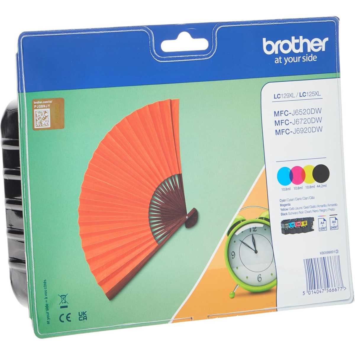 Brother LC129XL Noir couleur Pack de 4 cartouches d'encre d'origine Brother LC129XL Noir couleur Pack de 4 cartouches d'encre d'origine