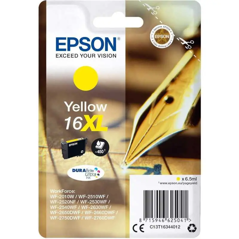 Epson 16XL Jaune Stylo plume Cartouche d'encre d'origine