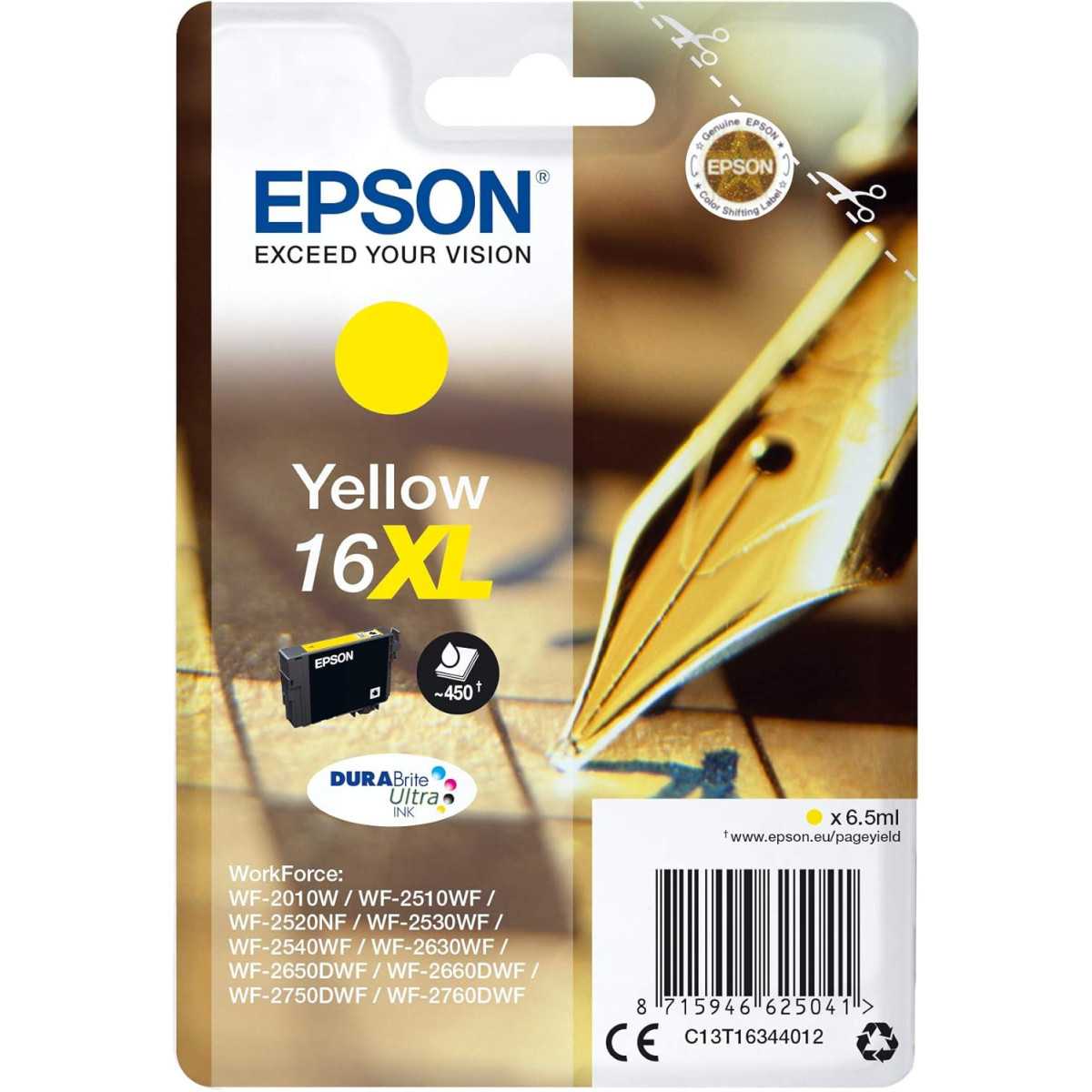 Epson 16XL Jaune Stylo plume Cartouche d'encre d'origine Epson 16XL Jaune Stylo plume Cartouche d'encre d'origine