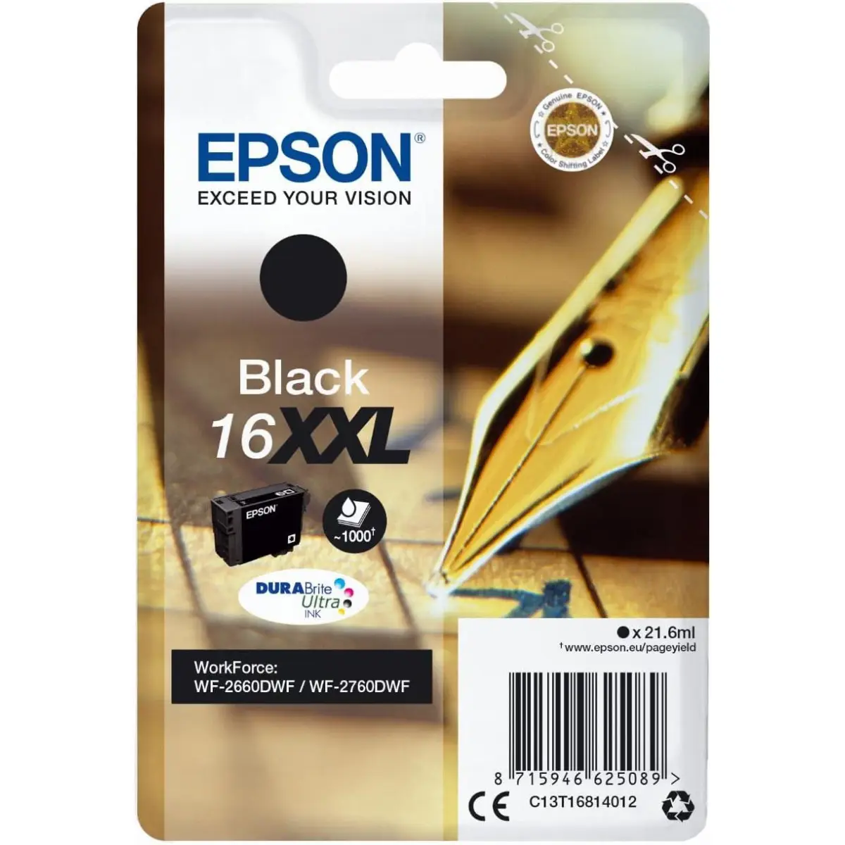 Epson 16XXL Noir Stylo plume Cartouche d'encre d'origine