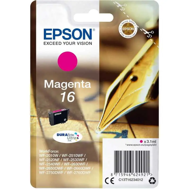 Epson 16 Magenta Stylo plume Cartouche d'encre d'origine Epson 16 Magenta Stylo plume Cartouche d'encre d'origine