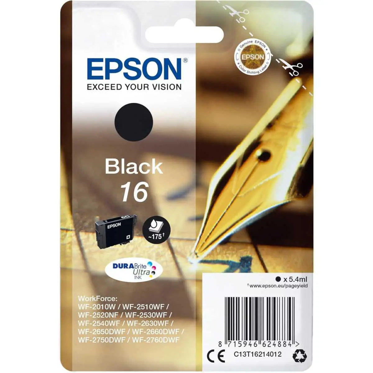 Epson 16 Noir Stylo plume Cartouche d'encre d'origine