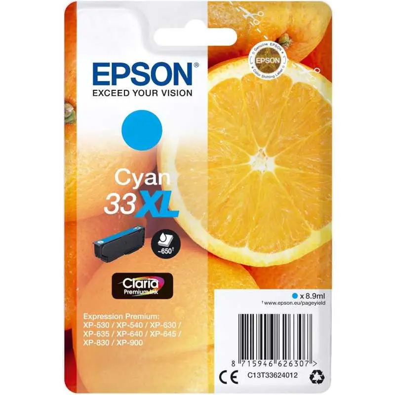 Epson 33XL Cyan cartouche d'encre d'origine Epson 33XL Cyan cartouche d'encre d'origine