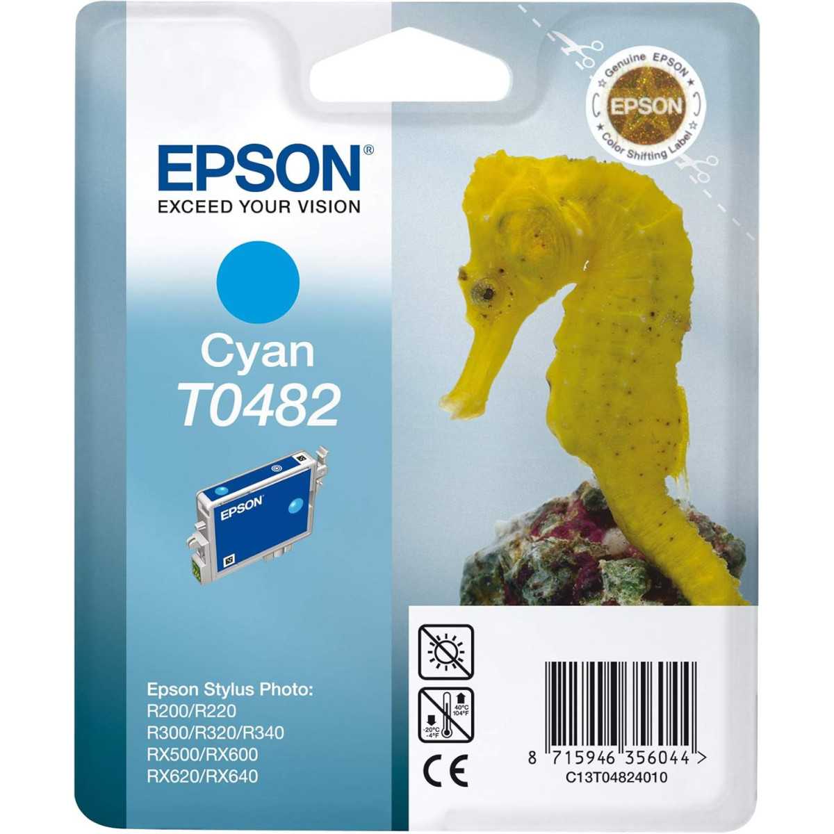 Epson T0482 Cyan Hippocampe cartouche d'encre d'origine Epson T0482 Cyan Hippocampe cartouche d'encre d'origine