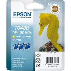 Epson T048B couleur Hippocampe Multipack de 3 cartouches d'encre d'origine