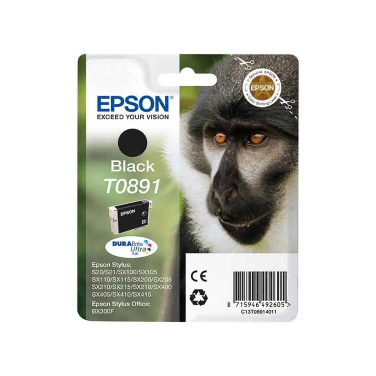 Epson T0891 Noir Singe cartouche d'encre d'origine Epson T0891 Noir Singe cartouche d'encre d'origine