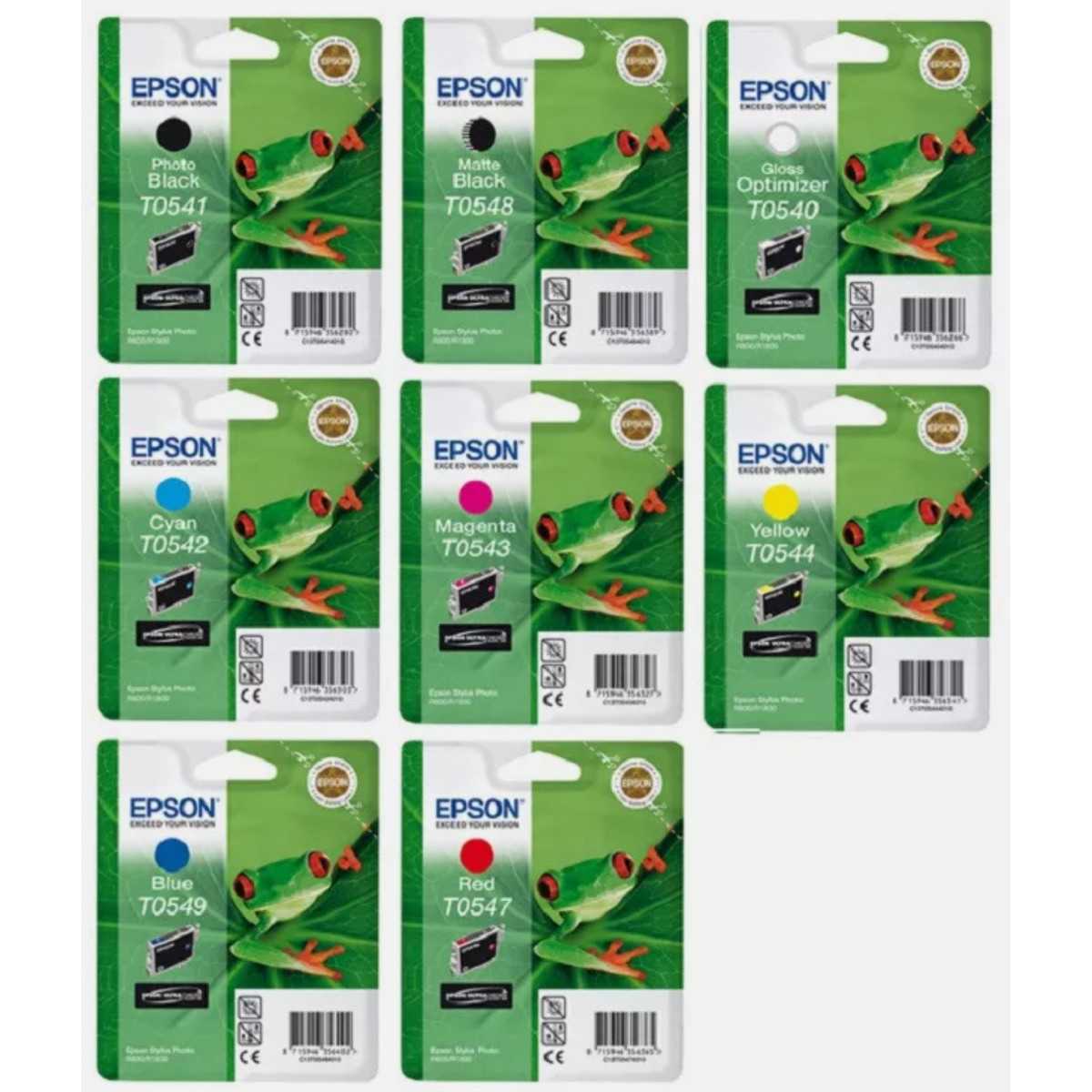 Epson T054 Noir couleur Grenouille Multipack de 8 cartouches d'encre d'origine