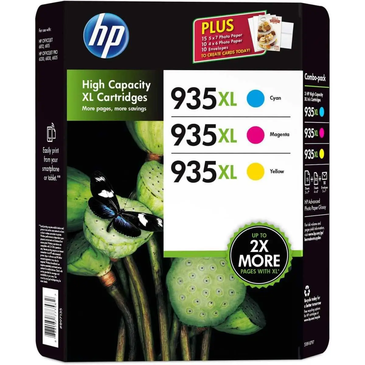 HP 935XL couleur Multipack de 3 cartouches d'encre d'origine