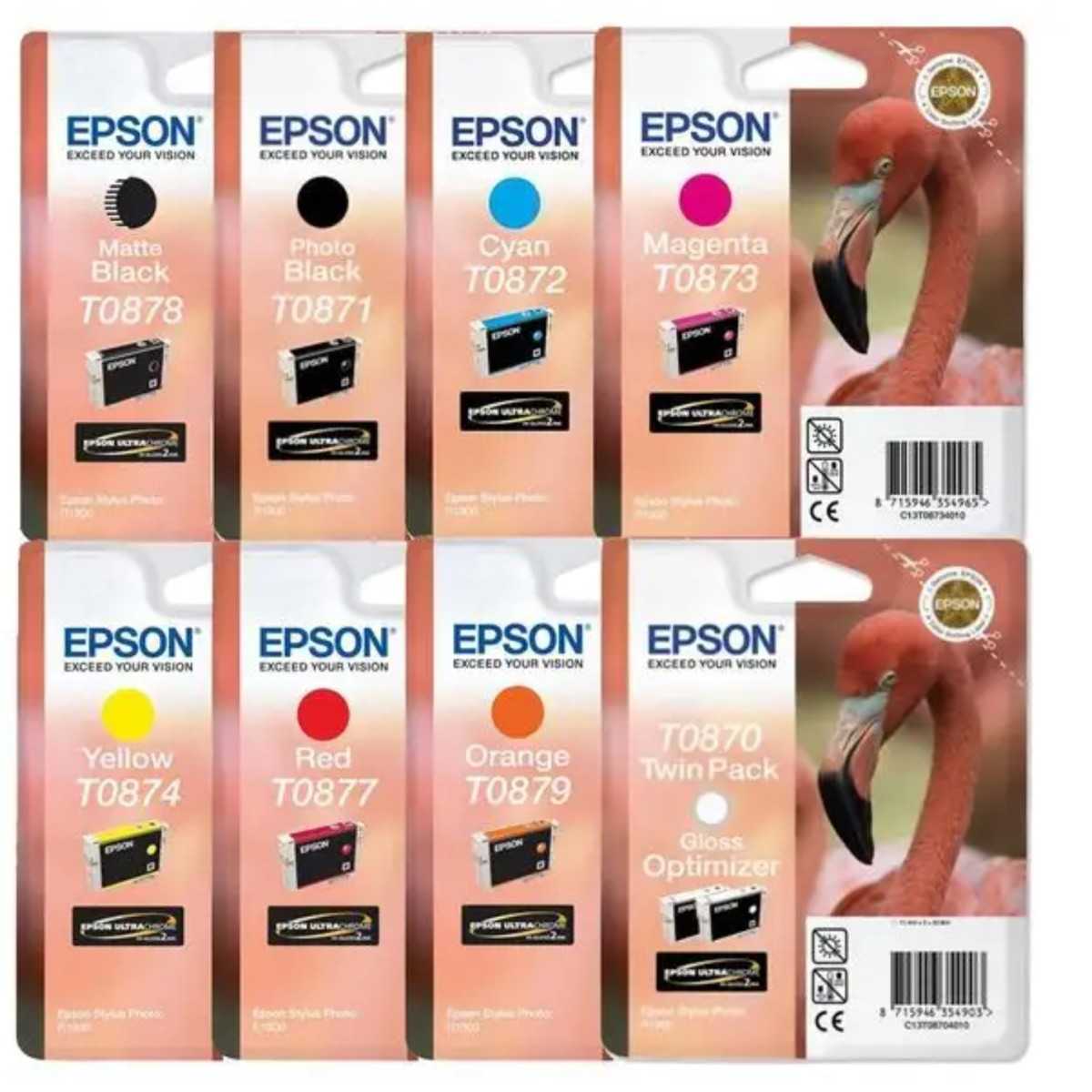 Epson T087 Noir couleur Multipack de 8 Cartouches d'encre d'origine Epson T087 Noir couleur Multipack de 8 Cartouches d'encre d'origine