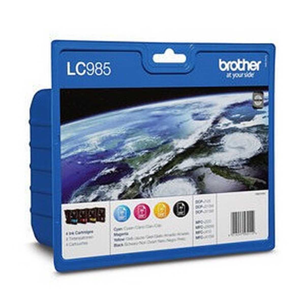 Brother LC985 Noir couleur Multipack de 4 cartouches d'encre d'origine Brother LC985 Noir couleur Multipack de 4 cartouches d'encre d'origine
