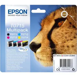 Epson T0715 Noir couleur Guépard Multipack de 4 cartouches d'encre d'origine