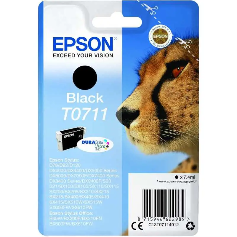 Epson T711 Noir Guépard cartouche d'encre d'origine