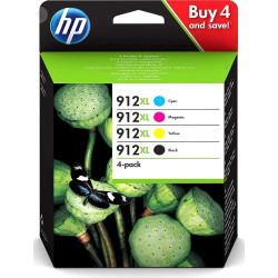HP 912XL Noir couleur Multipack de 4 cartouches d'encre d'origine