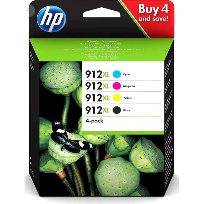 HP 912XL Noir couleur Multipack de 4 cartouches d'encre d'origine