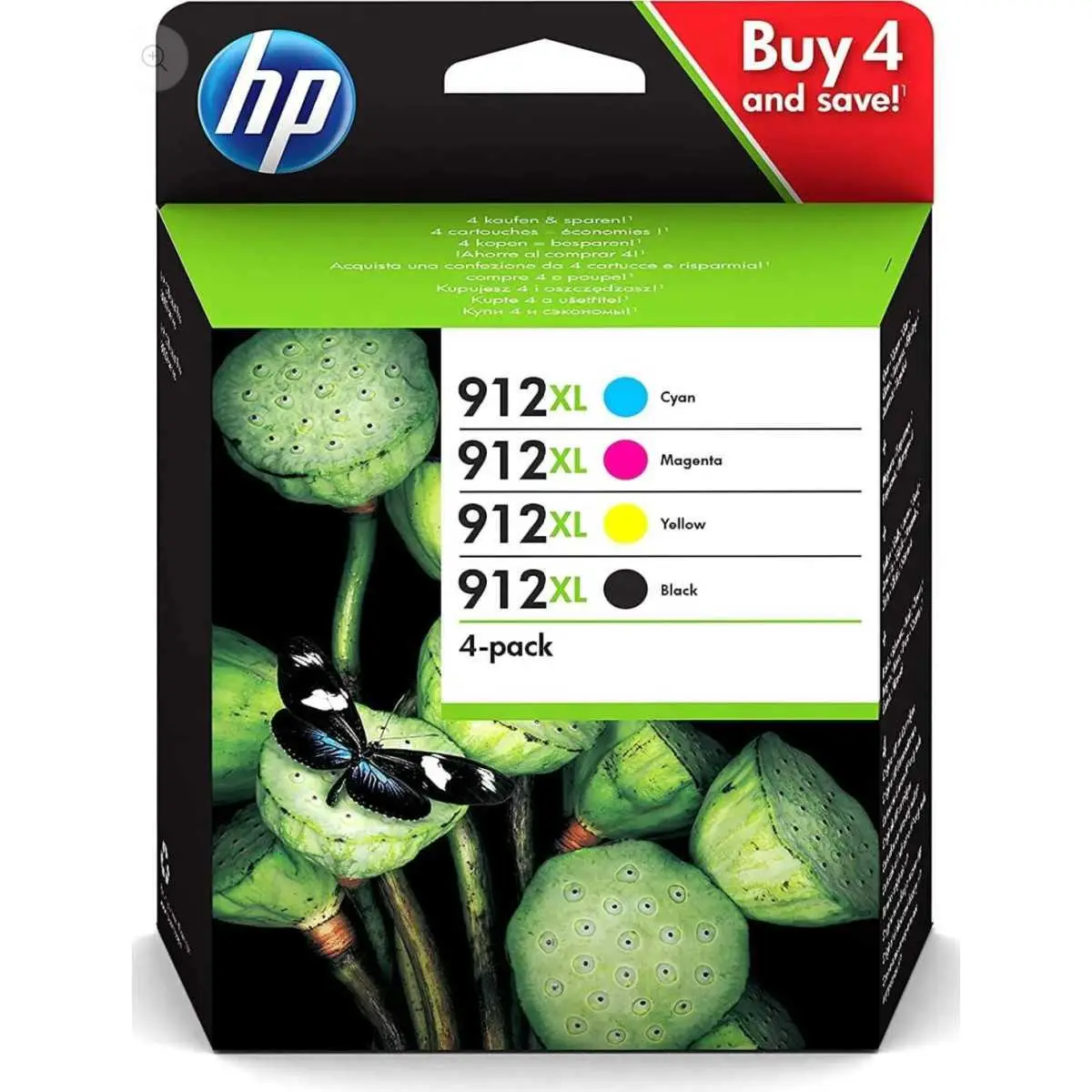 HP 912XL Noir couleur Multipack de 4 cartouches d'encre d'origine
