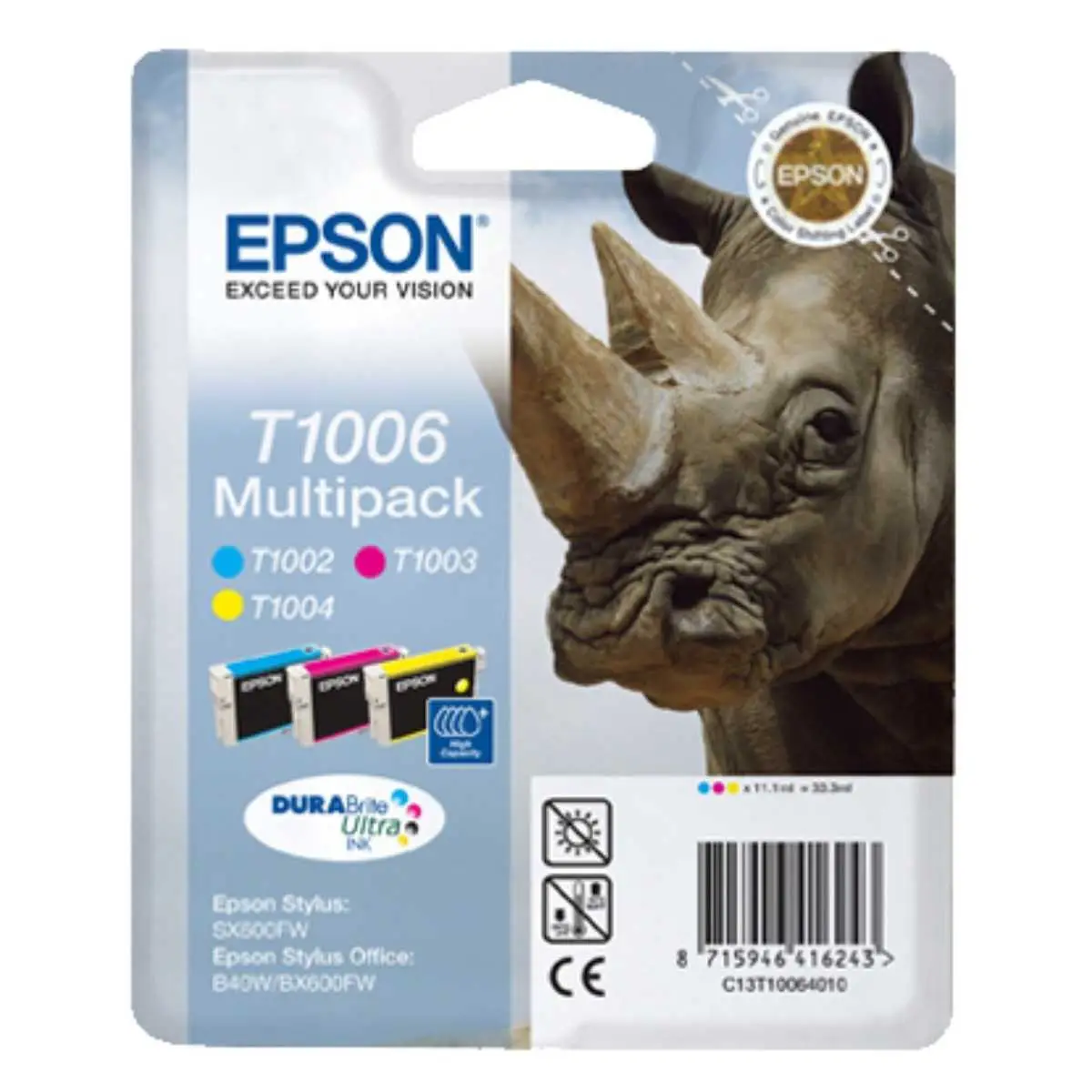 Epson T1006 couleur Rhinocéros Multipack de 3 cartouches d'encre d'origine