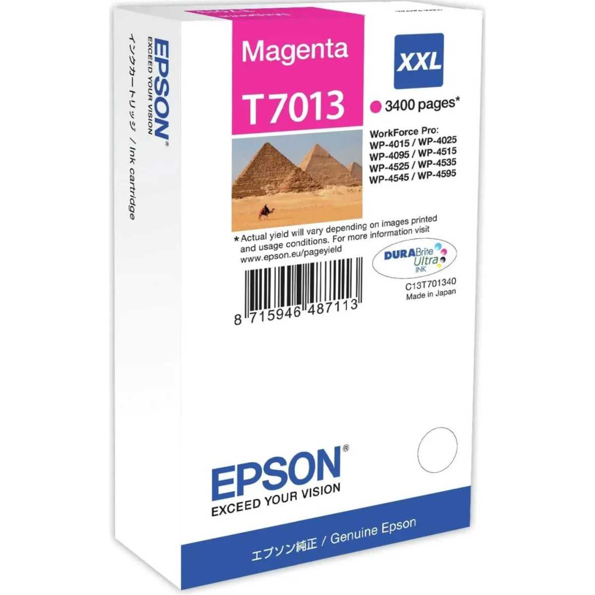Epson T7013 XXL Magenta Pyramide Cartouche d'encre d'origine Epson T7013 XXL Magenta Pyramide Cartouche d'encre d'origine