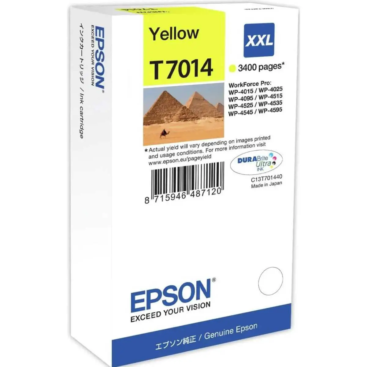 Epson T7014 XXL Jaune Pyramide Cartouche d'encre d'origine