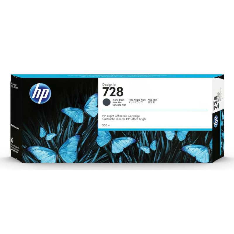 HP 728 Noir mat Cartouche d'encre d'origine - F9J68A