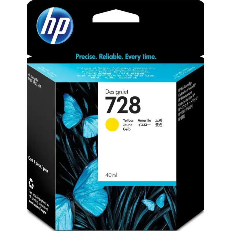 HP 728 Jaune Cartouche d'encre d'origine - F9J61A